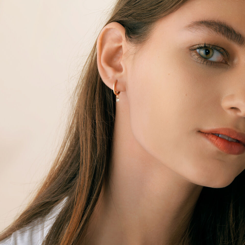Hoopla 18ct Rose Gold Diamond Hoop Earring | Annoushka jewelley